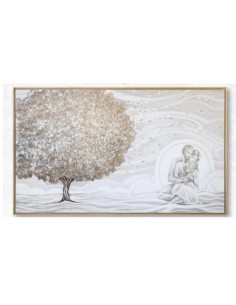 Quadro Albero della Vita e Sacra Famiglia 122x72 cm con cornice oro | Quadri & Quadri -QUADRI & QUADRI