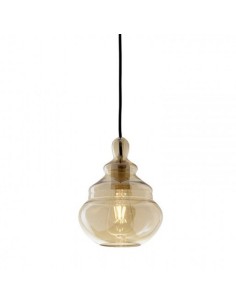Sospensione Adone vintage in vetro ambra miele con rosone nero, E27 | Sforzin Miloox -SFORZIN - MILOOX
