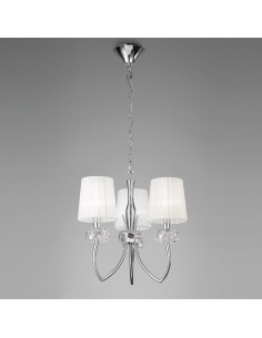Lampadario Loewe Ø 50 cm in cromo con paralume bianco e cristallo, 3 E14 | Mantra -MANTRA 2