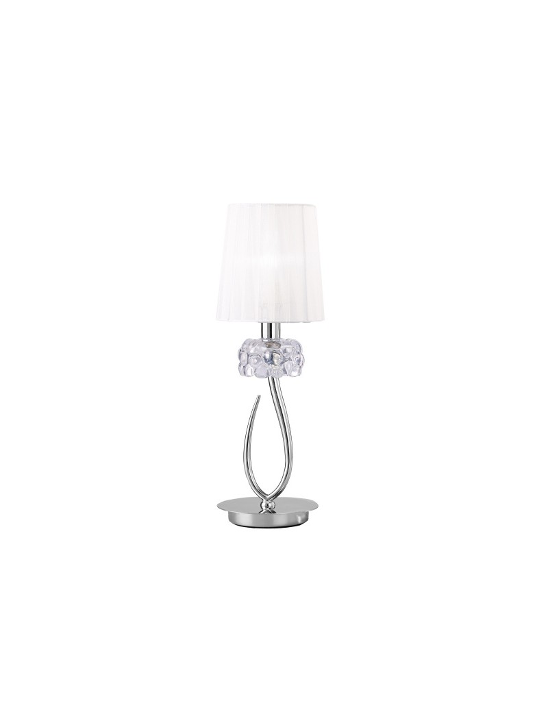 Lumetto da comodino Loewe in cromo con paralume bianco e cristallo, E14 | Mantra -MANTRA