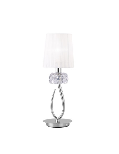 Lumetto da comodino Loewe in cromo con paralume bianco e cristallo, E14 | Mantra -MANTRA