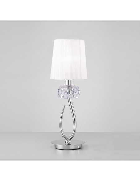 Lumetto da comodino Loewe in cromo con paralume bianco e cristallo, E14 | Mantra -MANTRA
