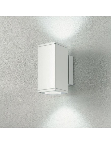 Applique da esterno Nevada 2 rettangolare in alluminio bianco, 2 GU10, IP54 | Ondaluce -ONDALUCE