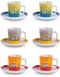 Set 6 tazzine da caffè con piattino in porcellana, collezione Le Casette | Egan -EGAN