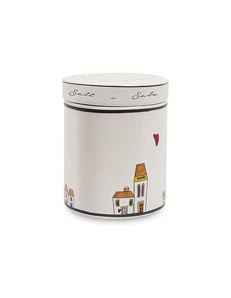 Le Casette barattolo sale in porcellana 12,5x10x10 cm | Egan -EGAN