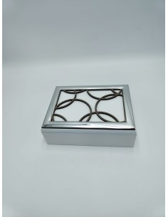 Portagioie Incroci in legno taglio laser con bordo argento, 13 x 18 x 5 cm | First Class -FIRST CLASS - FEMIANO - ELITE