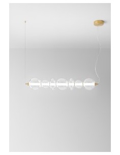 Sospensione LED Bubbles a 7 vetri soffiati in ottone brunito, 117,5 cm, 50 W | Perenz -PERENZ