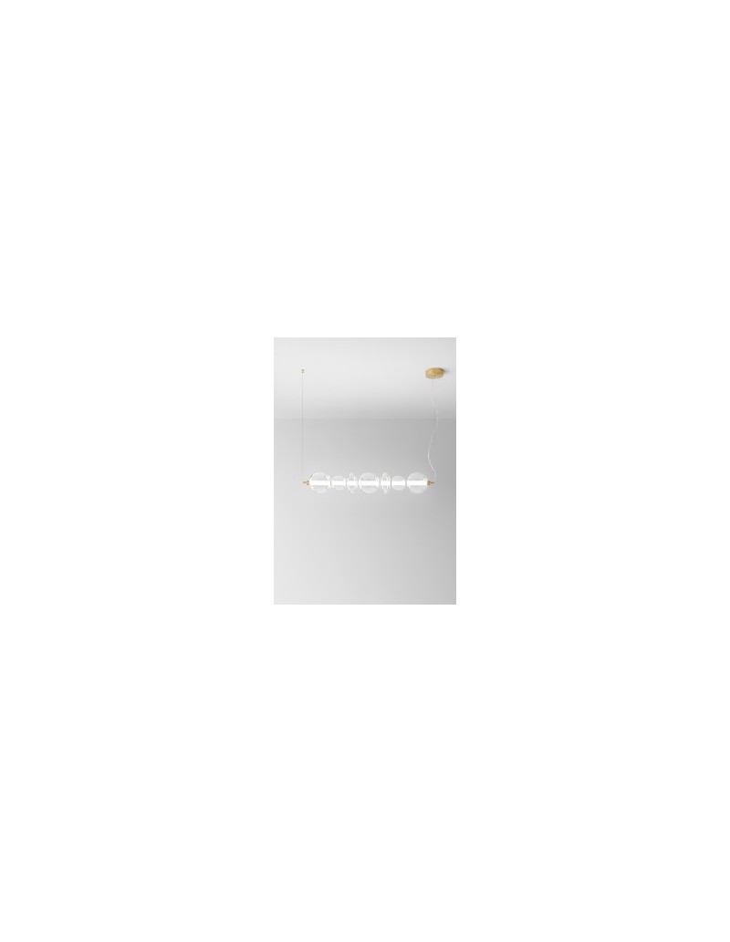 Sospensione LED Bubbles a 7 vetri soffiati in ottone brunito, 117,5 cm, 50 W | Perenz -PERENZ