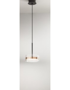 Sospensione LED minimale Ø 20 in metallo nero e oro con vetro borosilicato, 14 W | Perenz -PERENZ