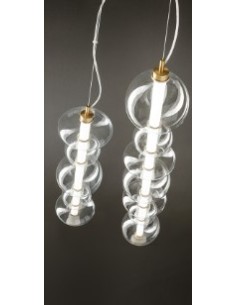 Sospensione LED Bubbles a 7 vetri soffiati in ottone brunito, 117,5 cm, 50 W | Perenz -PERENZ 2
