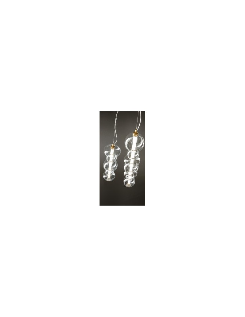 Sospensione LED Bubbles a 7 vetri soffiati in ottone brunito, 117,5 cm, 50 W | Perenz -PERENZ