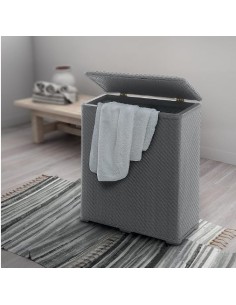 Cesto portabiancheria Ambrogio in resina grigio, 70 litri, 50x28x55 cm | Gedy -GEDY