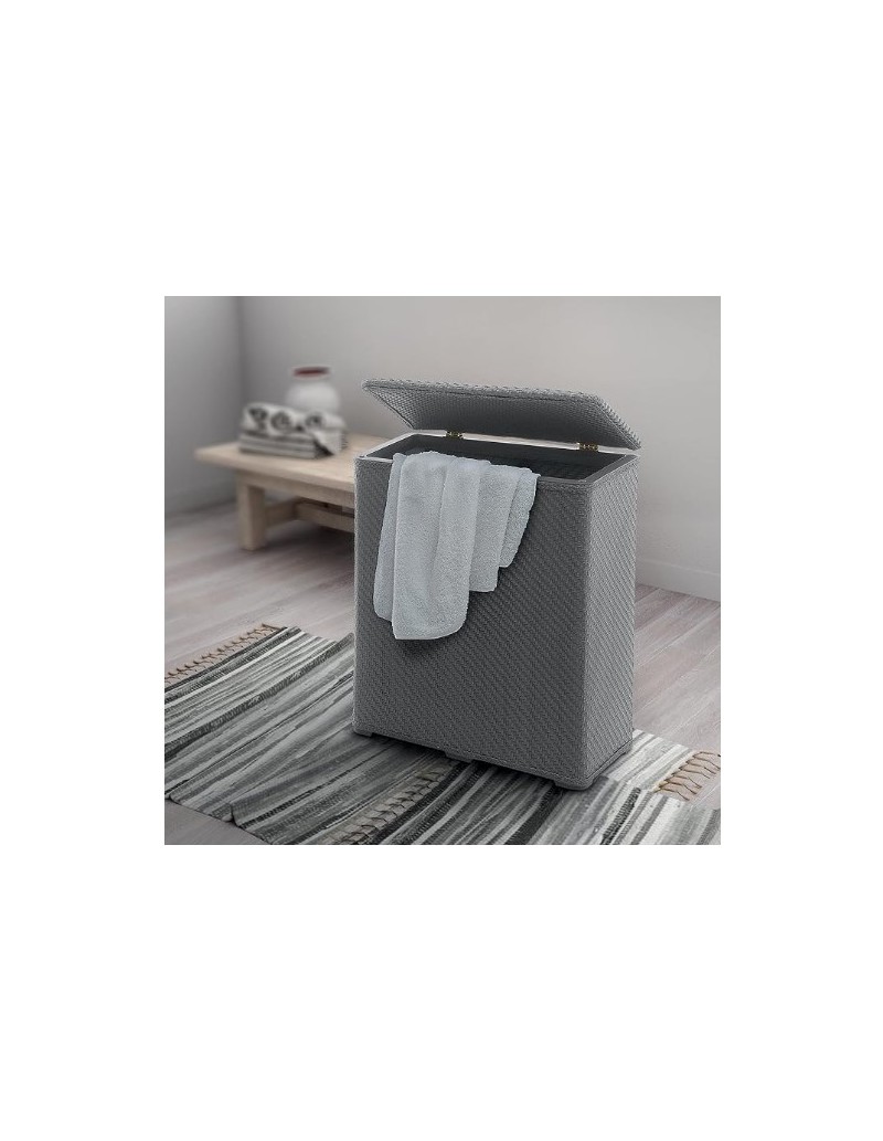 Cesto portabiancheria Ambrogio in resina grigio, 70 litri, 50x28x55 cm | Gedy -GEDY