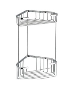 Doppio cestello angolare per doccia in acciaio inox cromato, 20x15x32,8 cm | Gedy -GEDY