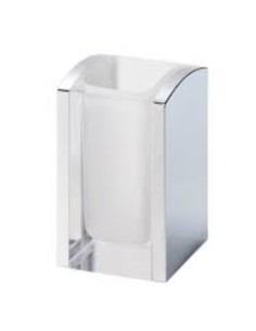Bicchiere portaspazzolini da bagno in metallo cromato e resina trasparente | Gedy -GEDY