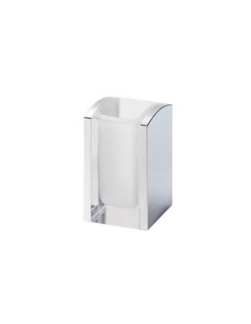 Bicchiere portaspazzolini da bagno in metallo cromato e resina trasparente | Gedy -GEDY