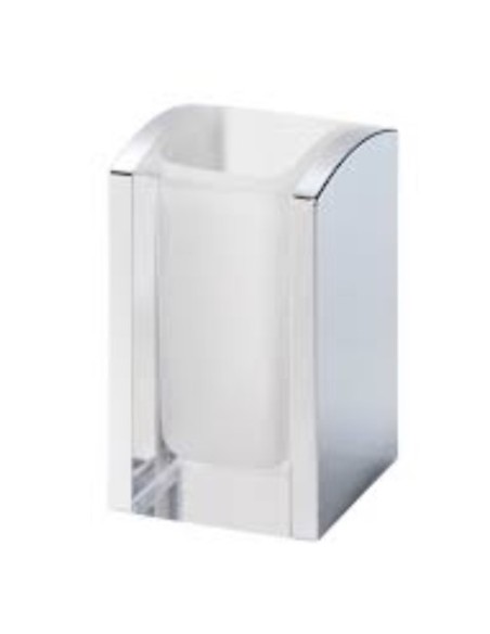 Bicchiere portaspazzolini da bagno in metallo cromato e resina trasparente | Gedy -GEDY
