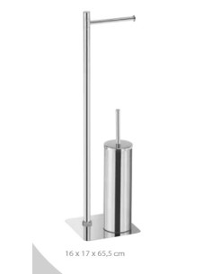 Piantana da bagno portarotolo e scopino in acciaio inox e Cromall® cromo, H 65,5 cm | Gedy -GEDY