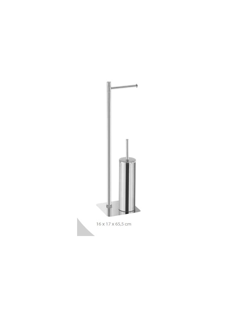 Piantana da bagno portarotolo e scopino in acciaio inox e Cromall® cromo, H 65,5 cm | Gedy -GEDY