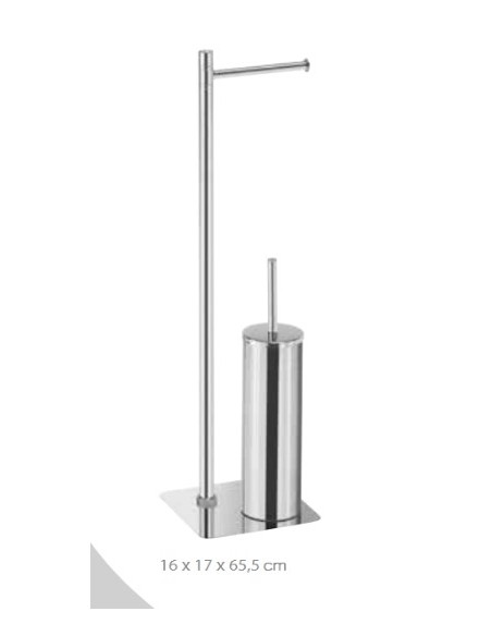 Piantana da bagno portarotolo e scopino in acciaio inox e Cromall® cromo, H 65,5 cm | Gedy -GEDY