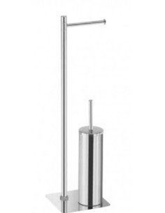Piantana da bagno portarotolo e scopino in acciaio inox e Cromall® cromo, H 65,5 cm | Gedy -GEDY 2