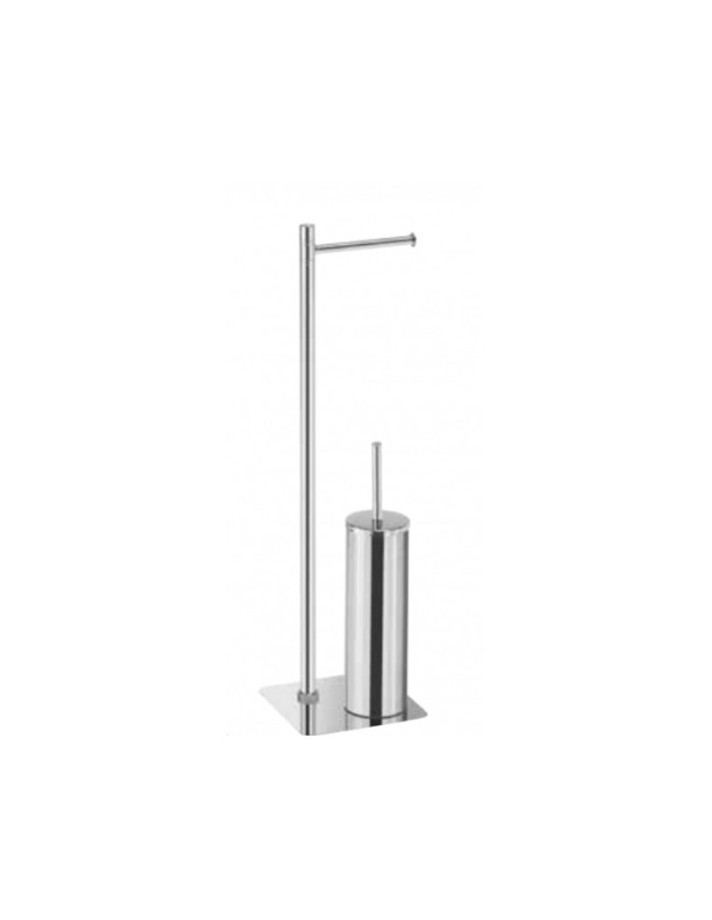 Piantana da bagno portarotolo e scopino in acciaio inox e Cromall® cromo, H 65,5 cm | Gedy -GEDY