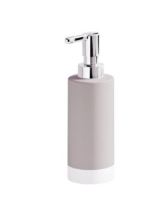 Dosatore sapone Mizar in ceramica tortora con erogatore cromato, Ø 6,4 x 19,2 cm | Gedy -GEDY