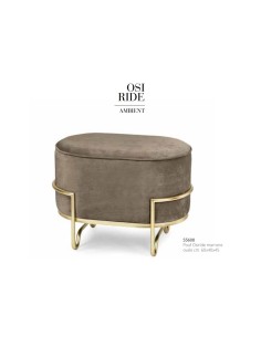 Pouf ovale Osiride in velluto marrone con struttura oro, 60x40x45 cm | Fade -FADE