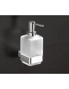 Dosatore sapone liquido in vetro satinato Lounge cromo e bianco, da parete | Gedy -GEDY