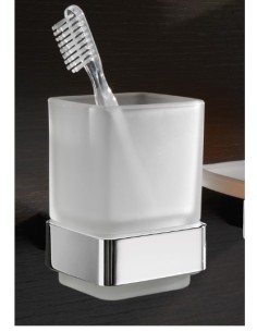 Porta spazzolini con bicchiere in vetro satinato Lounge cromo e bianco, da parete | Gedy -GEDY 2