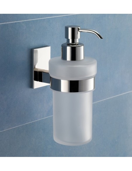 Dosatore sapone liquido in vetro satinato Maine cromo e bianco, da parete | Gedy -GEDY