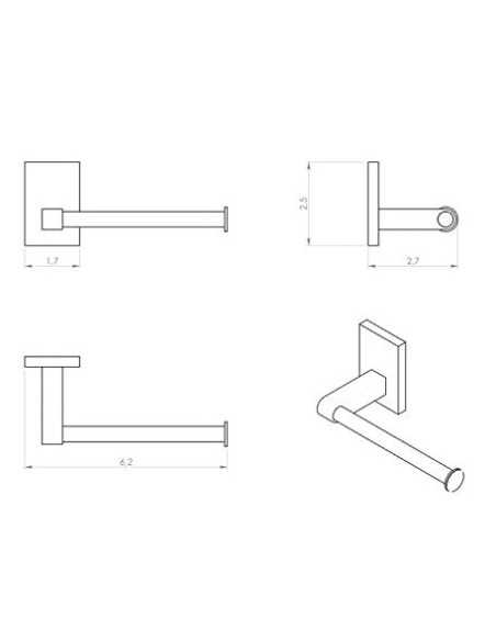 Portarotolo da parete Maine in alluminio e Cromall cromato, base orientabile | Gedy -GEDY