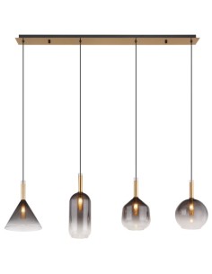 Sospensione Modern a 4 pendenti in vetro fumè, metallo nero e ottone, G9 | Globo Lighting -GLOBO LIGHTING 2