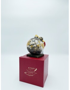 Palla di Natale portafortuna con Pulcinella e corno rosso, H 12 cm (AC129) | A Ciort -A CIORT