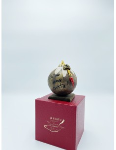 Palla di Natale portafortuna con Pulcinella e corno rosso, H 12 cm (AC130) | A Ciort -A CIORT