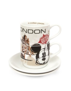 Set 2 tazzine da caffè impilabili Disney In The City Londra in porcellana | Egan -EGAN