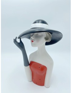 Statua Dolls Bambola con cappello nero in resina, H 30 cm | Petite Fantasie -PETITE FANTASIE