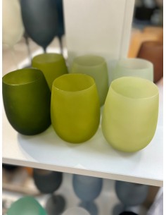 Greenery set 6 bicchieri acqua in vetro frosted, sfumature di verde | Villa d'Este