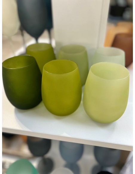 Greenery set 6 bicchieri acqua in vetro frosted, sfumature di verde | Villa d'Este -VILLA D' ESTE