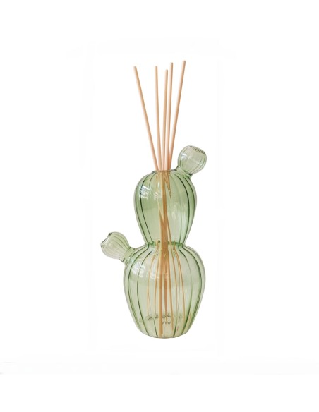 Diffusore di fragranza Cactus in vetro verde con bastoncini, collezione Ekol | Brandani -BRANDANI