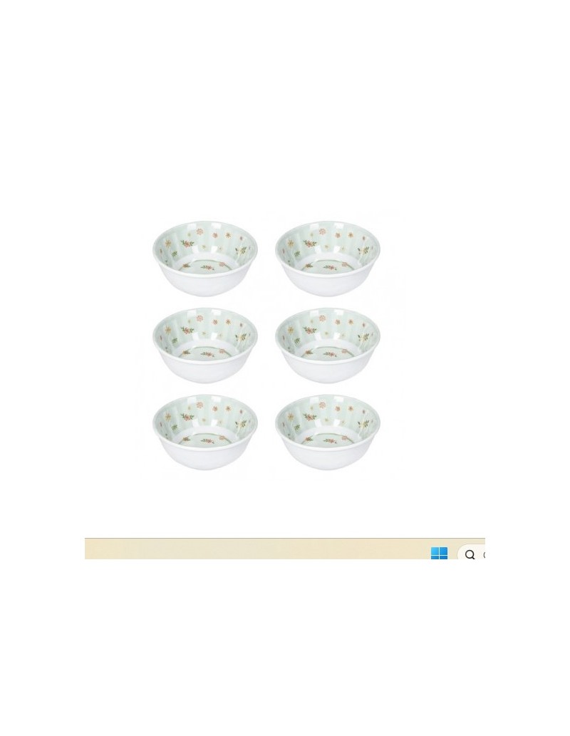 Polline set 6 ciotole in melamina verde, decori assortiti, Ø 11,5 cm | Brandani -BRANDANI
