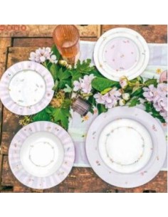 Servizio 18 piatti in porcellana lilla, collezione Polline | Brandani -BRANDANI