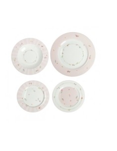 Polline servizio piatti 18 pezzi in porcellana rosa | Brandani -BRANDANI