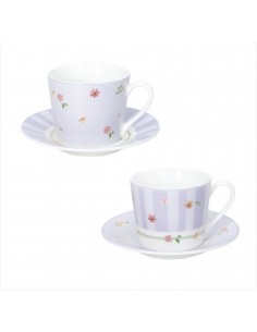 Set 2 tazzine da caffè con piattino in porcellana lilla collezione Polline | Brandani -BRANDANI