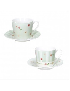 Set 2 tazzine da caffè con piattino in porcellana verde collezione Polline | Brandani -BRANDANI