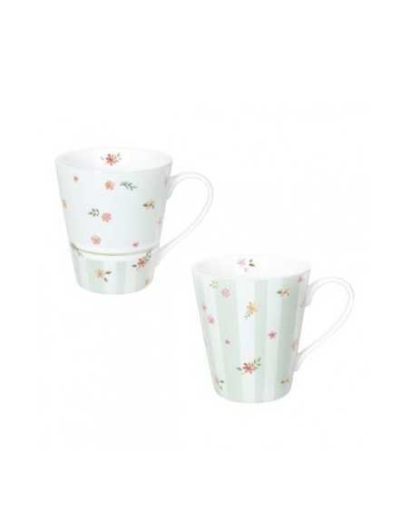 Set 2 mug in porcellana verde, collezione Polline | Brandani -BRANDANI