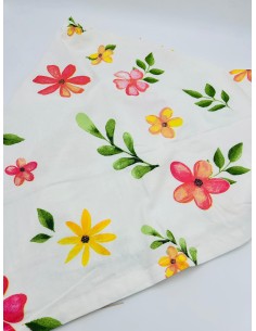Tovaglia fiori macro 100x100 in cotone, collezione Polline | Brandani -BRANDANI