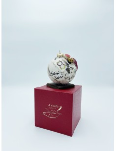 Palla di Natale portafortuna con scritta, numero, carte e corno rosso H 12 cm | A Ciort -A CIORT