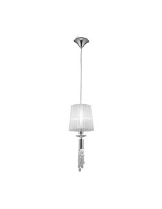 Lampada a sospensione Tiffany Ø 23 cromo con cristalli e organza bianca, E27+G9 | Mantra -MANTRA