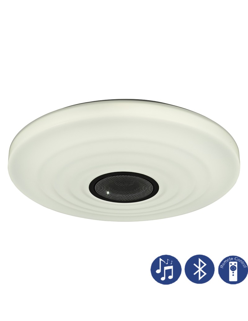 Plafoniera LED Ondas bianca Ø 55 cm con altoparlante Bluetooth, 60 W CCT dimmerabile | Mantra -MANTRA